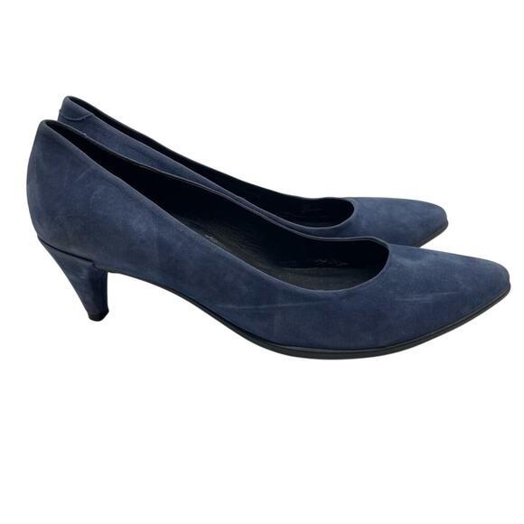 Ecco Blue Suede Heels - Picture 1 of 12